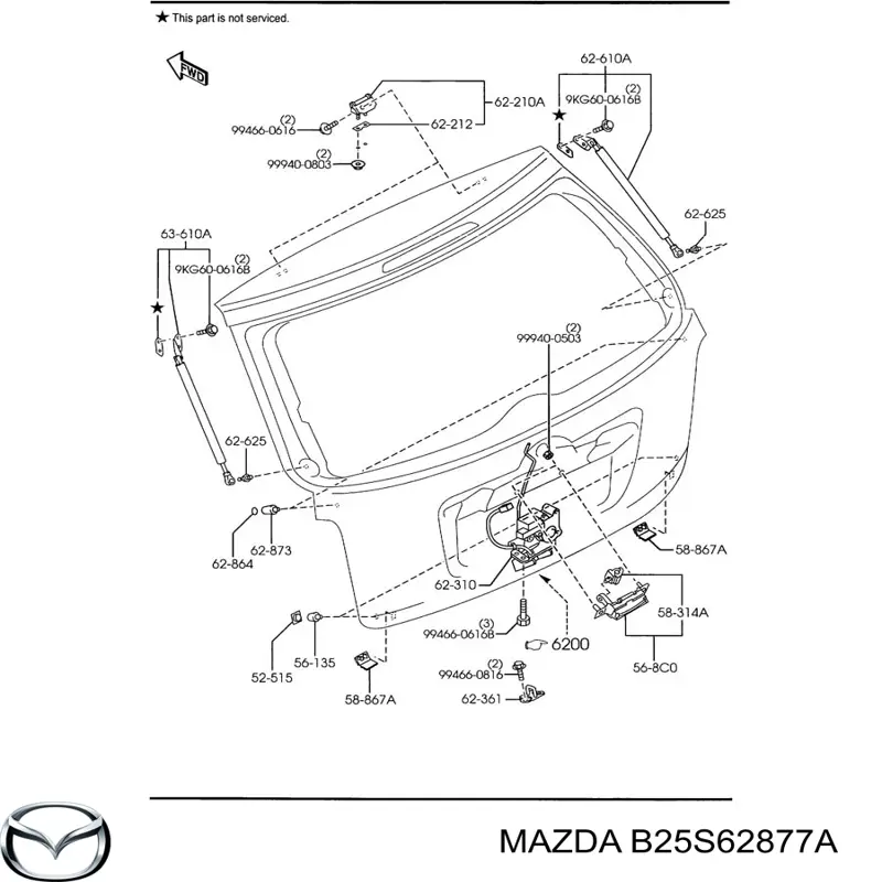 Tope de la tapa del maletero Mazda B25S62877A precio, desde 12,48 EUR