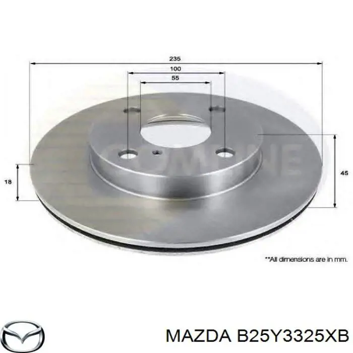 B25Y3325XB Mazda disco de freno delantero