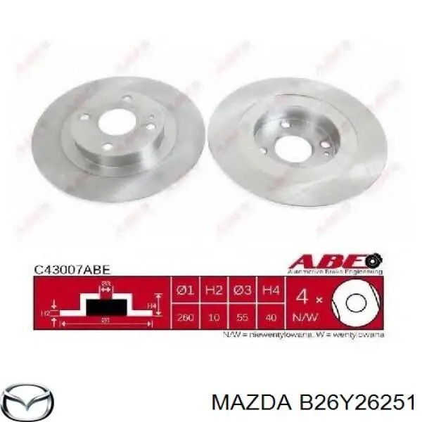 Comprar B26Y26251 Mazda Disco de freno trasero