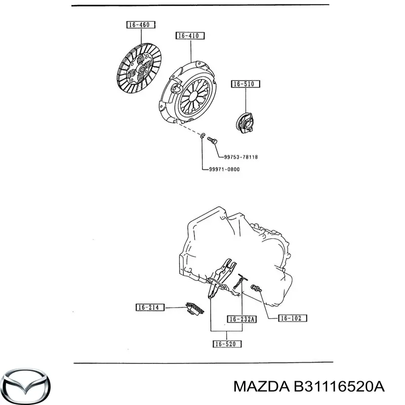 B31116520A Mazda horquilla de desembrague, embrague