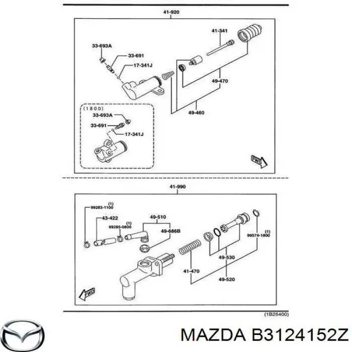 Comprar B3124152Z Mazda Juego de reparación cilindro maestro de embrague