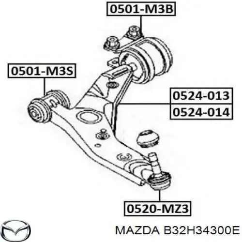 Brazo inferior derecho de la suspensión delantera Mazda B32H34300E precio, desde 8,33 EUR