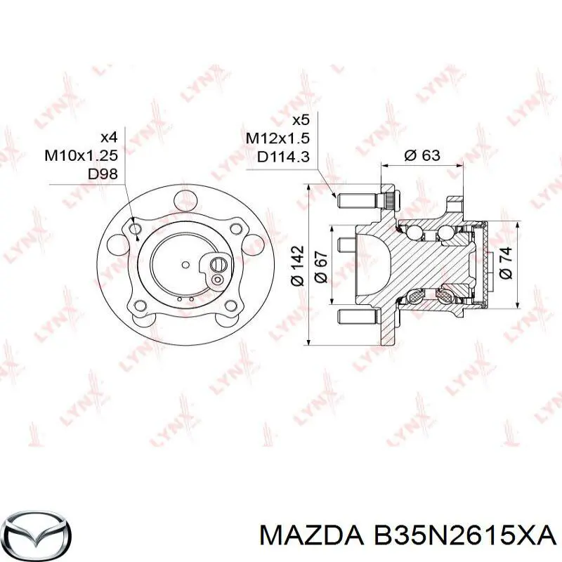 B35N2615XA Mazda cubo de rueda trasero