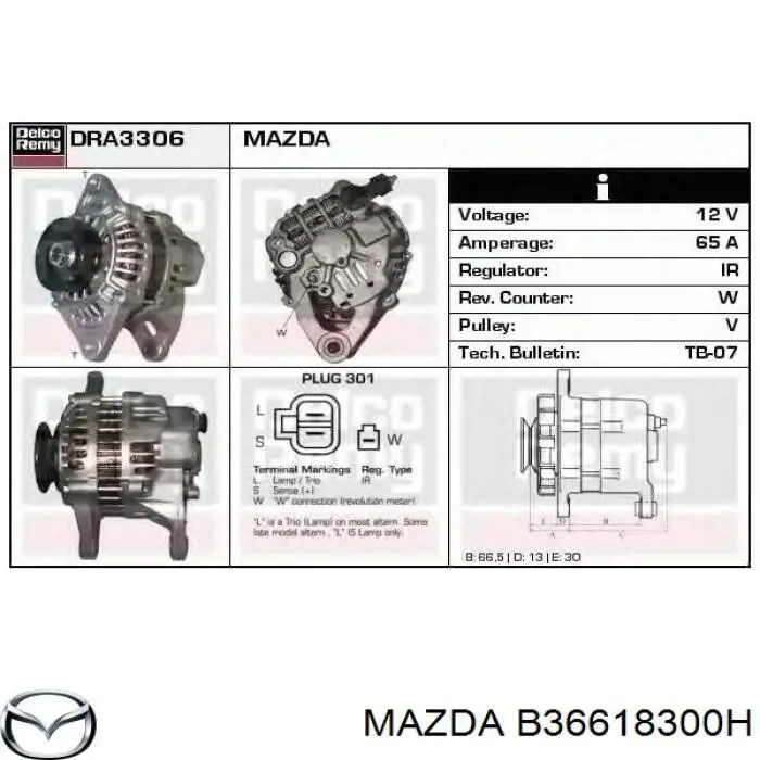 B36618300H Mazda alternador