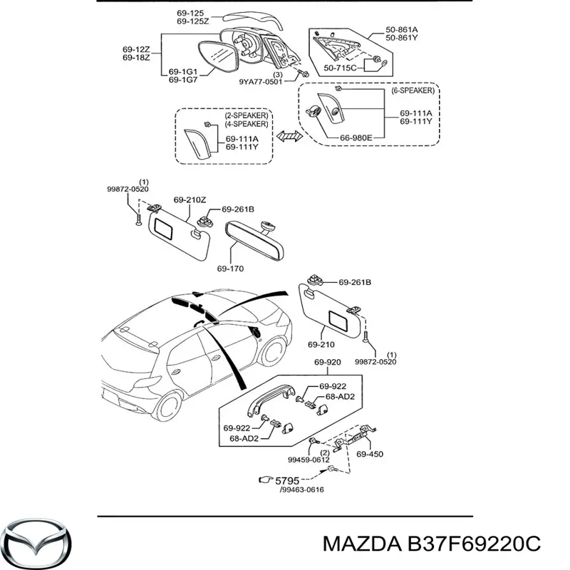 Espejo interior Mazda B37F69220C precio, desde 65,25 EUR
