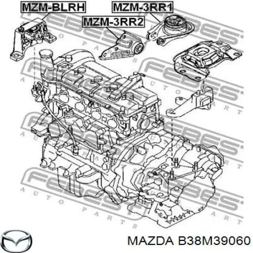 B38M39060 Mazda soporte de motor derecho