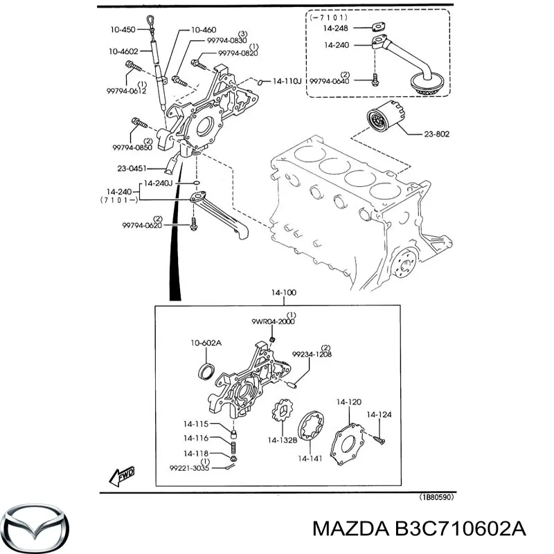 B3C710602A Mazda anillo retén, cigüeñal frontal