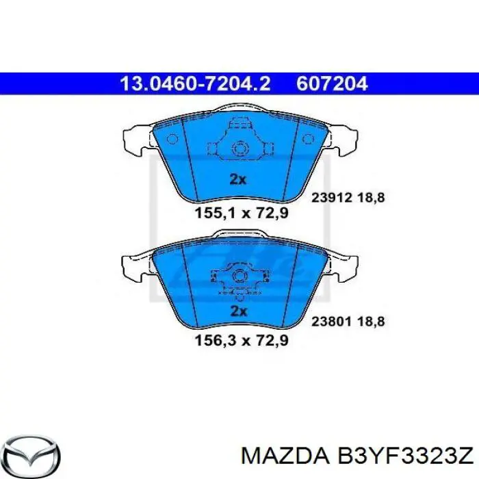 B3YF3323Z Mazda pastillas de freno delanteras