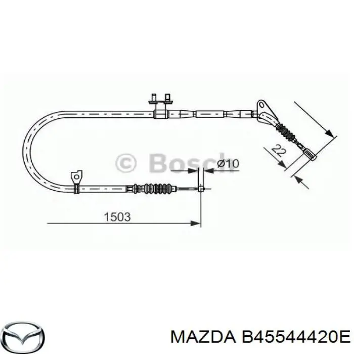 B45544420E Mazda cable de freno de mano trasero izquierdo