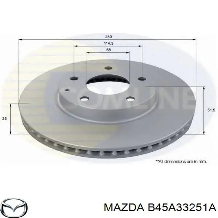 B45A33251A Mazda disco de freno delantero