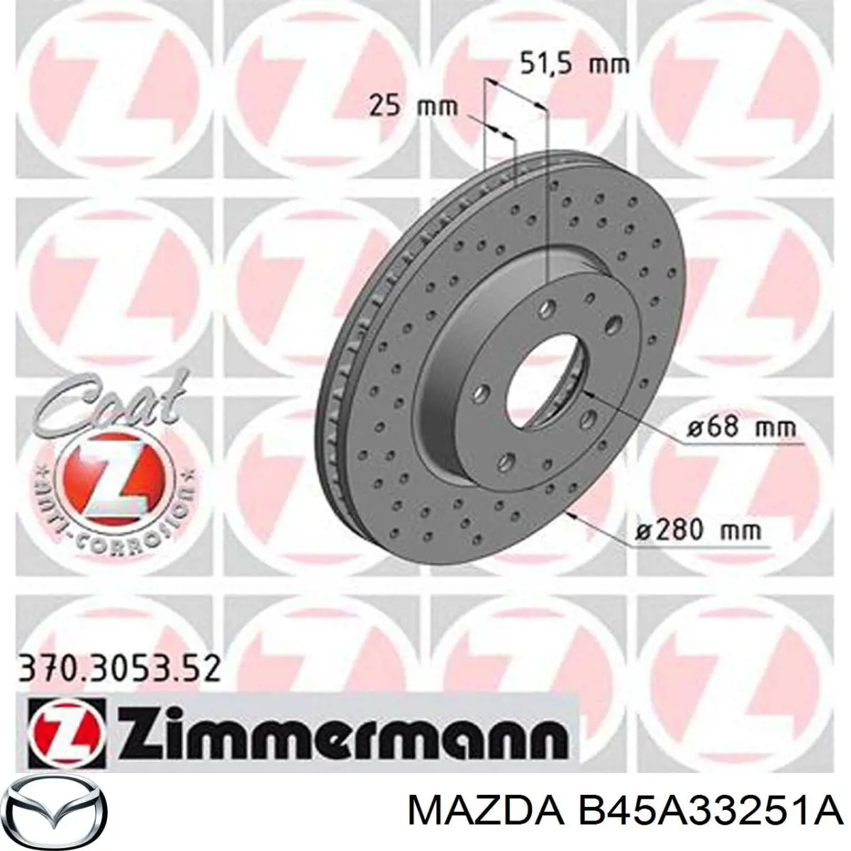 Disco de freno B45A33251A Mazda