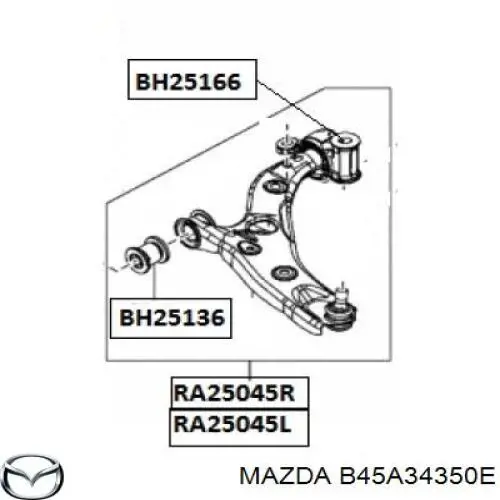 Brazo inferior izquierdo de la suspensión delantera Mazda B45A34350E precio, desde 67,78 EUR