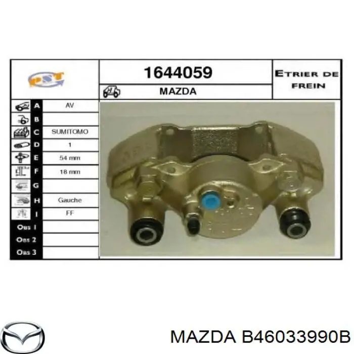 B46033990B Mazda pinza de freno delantera izquierda