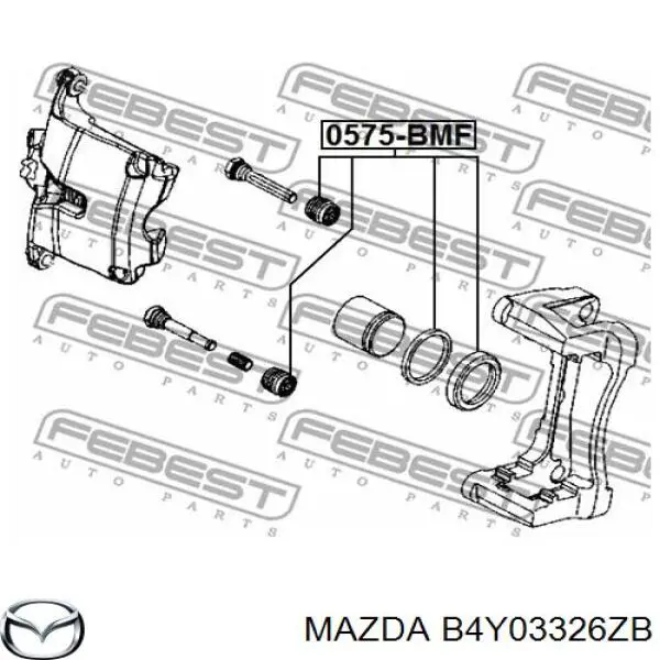 B4Y03326ZB Mazda juego de reparación, pinza de freno delantero