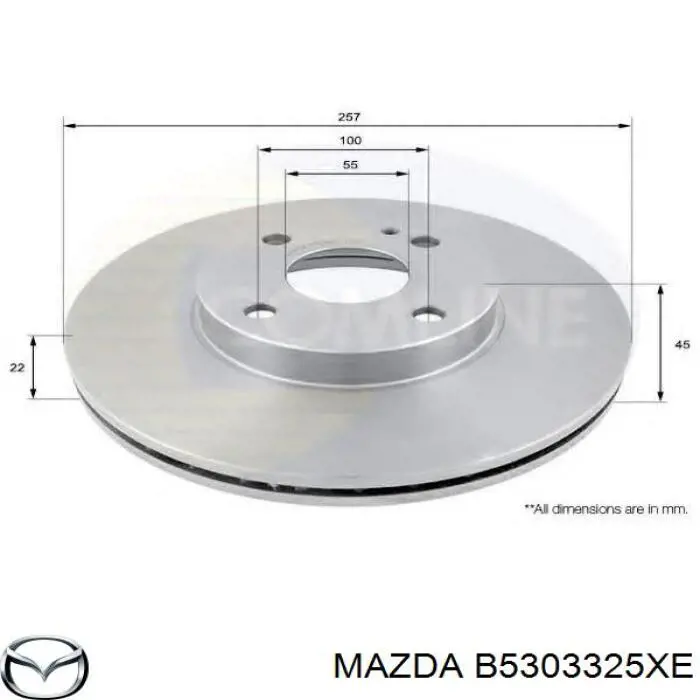 B5303325XE Mazda disco de freno delantero
