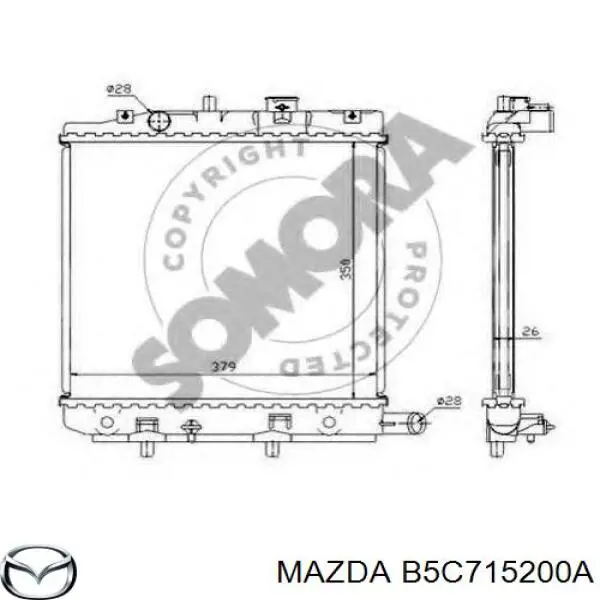 B5C715200A Mazda radiador refrigeración del motor