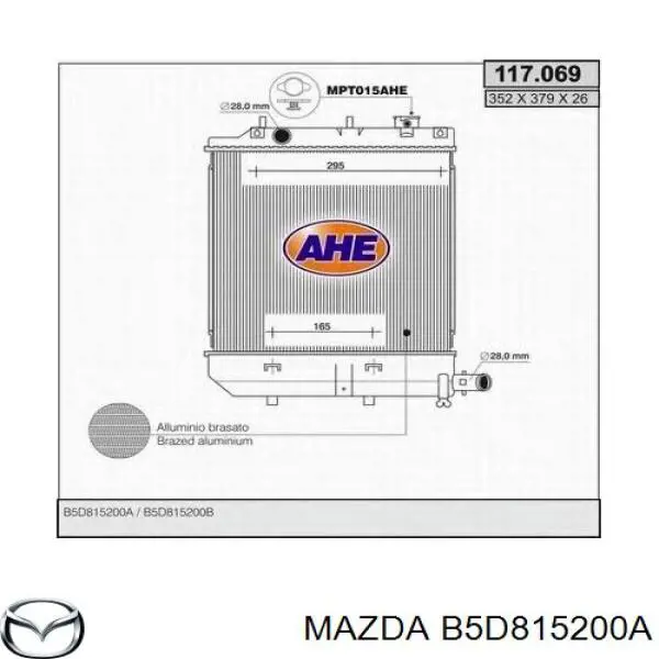 B5D815200A Mazda radiador refrigeración del motor