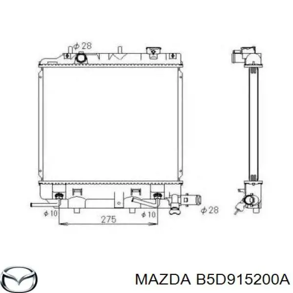 B5D915200A Mazda radiador refrigeración del motor