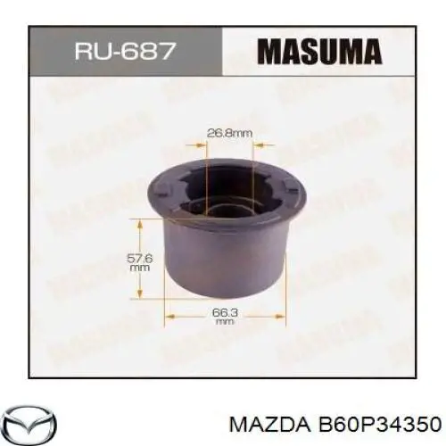 B60P34350 Mazda barra oscilante, suspensión de ruedas delantera, inferior izquierda