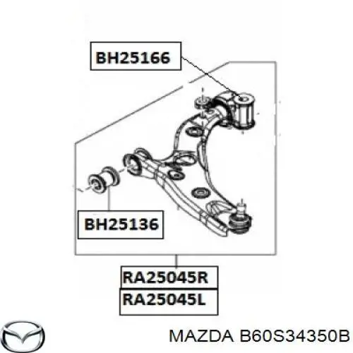 Brazo inferior izquierdo de la suspensión delantera Mazda B60S34350B precio, desde 72,00 EUR