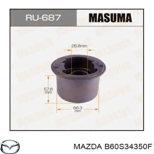 B60S34350F Mazda barra oscilante, suspensión de ruedas delantera, inferior izquierda