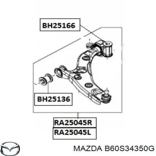 Comprar B60S34350G Mazda Brazo inferior izquierdo de la suspensión delantera