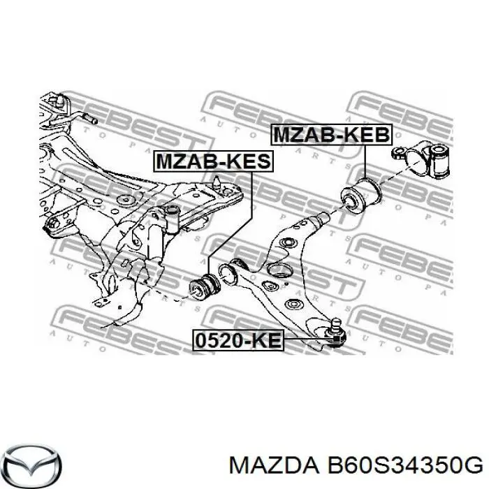 B60S34350G Mazda barra oscilante, suspensión de ruedas delantera, inferior izquierda