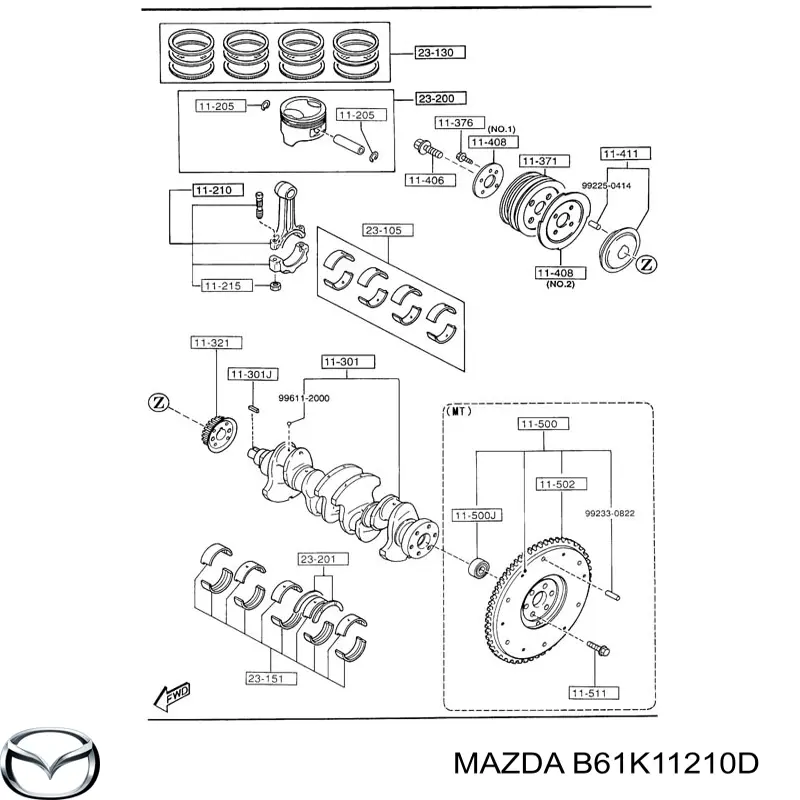 Biela del motor para Mazda 323 (BG)