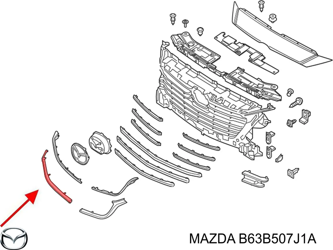 B63B507J1A Mazda moldura de rejilla de radiador derecha