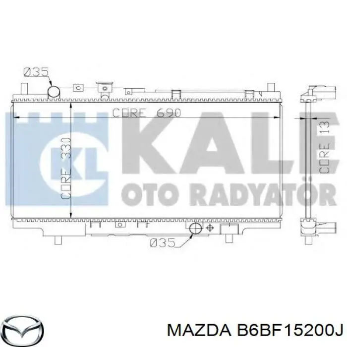B6BF15200J Mazda radiador