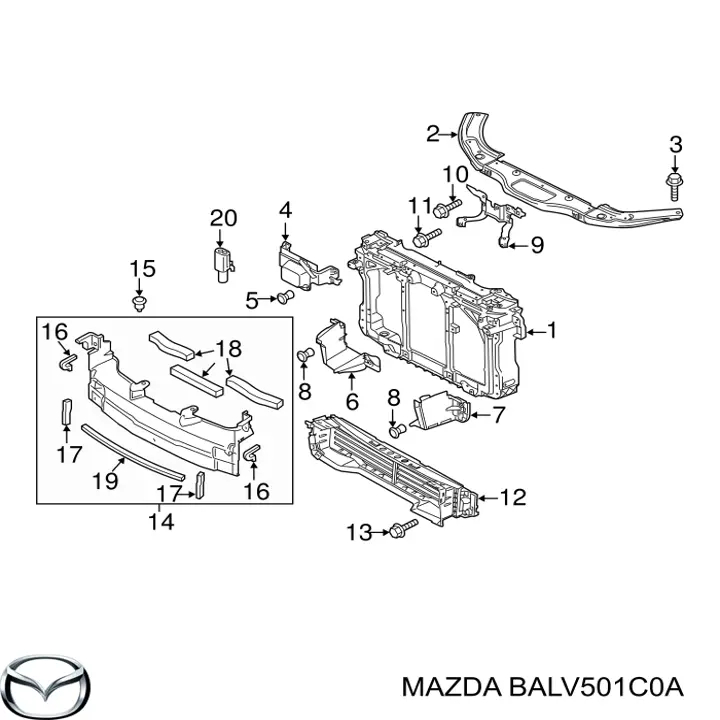 Deflector de aire, radiador para Mazda 3 (BM, BN)