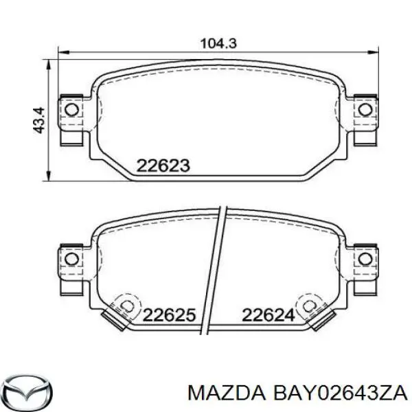 BAY02643ZA Mazda pastillas de freno traseras