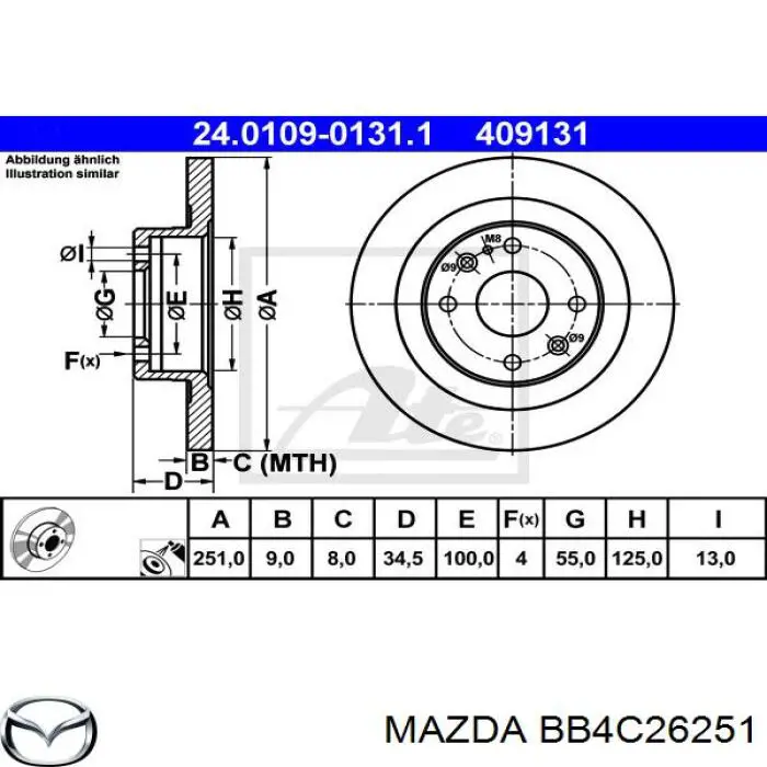 Disco de freno trasero Mazda 323 BG