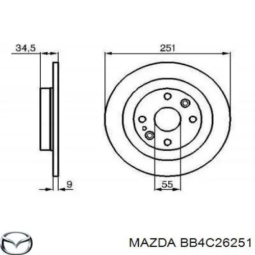 Disco de freno trasero Mazda 323 BG