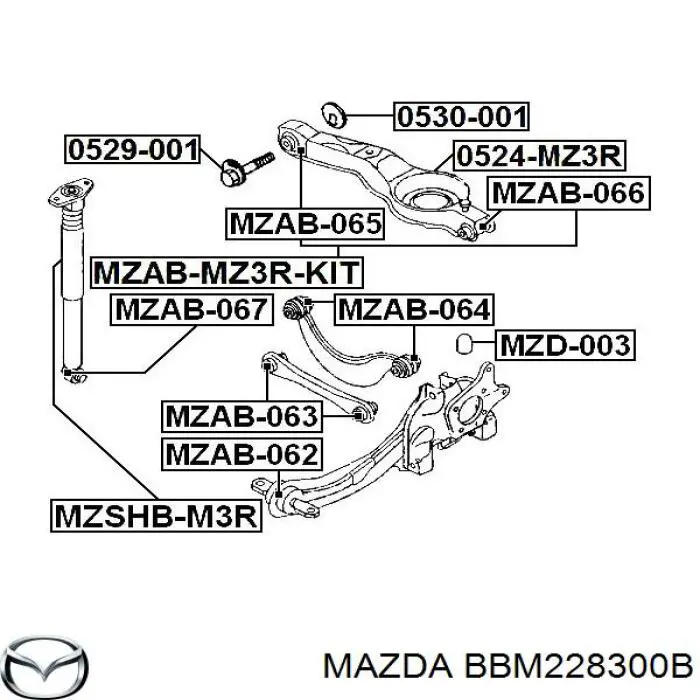 Brazo inferior trasero izquierdo/derecho Mazda BBM228300B precio, desde 58,08 EUR