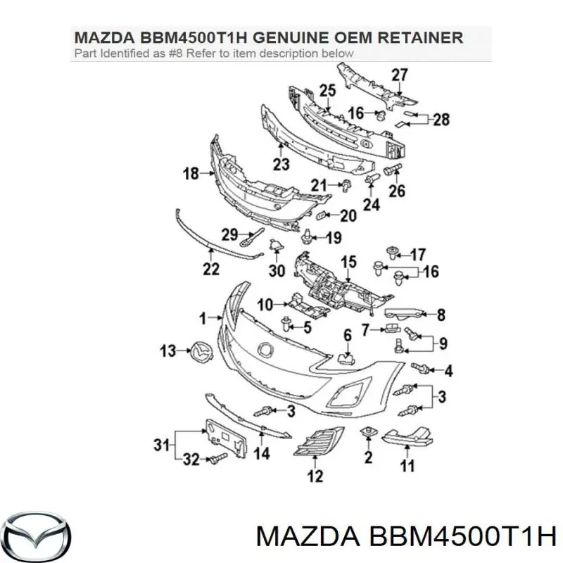 Soporte de parachoques delantero derecho Mazda BBM4500T1H precio, desde 7,77 EUR