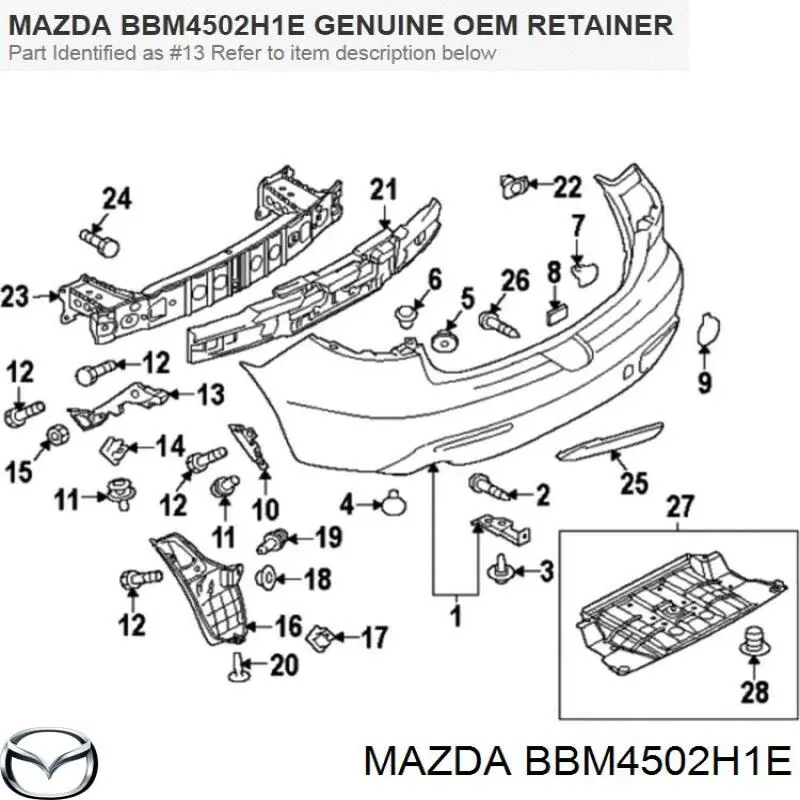 Soporte de guía para parachoques trasero, derecho para Mazda 3 (BL)