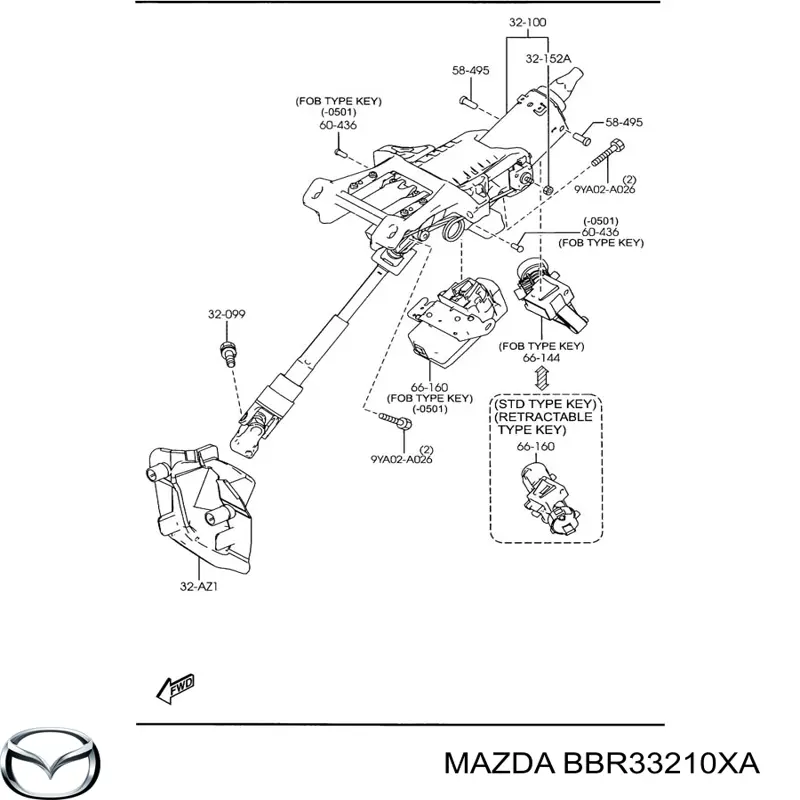 Columna de volante para Mazda 3  BL