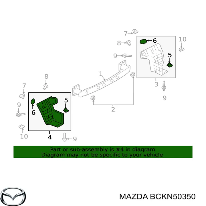 BCKN50350 Mazda Guardabarros trasero izquierdo
