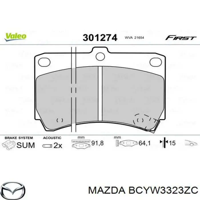 BCYW3323ZC Mazda pastillas de freno delanteras