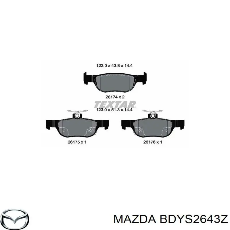 Pastillas traseras de freno Mazda BDYS2643Z precio, desde 29,92 EUR