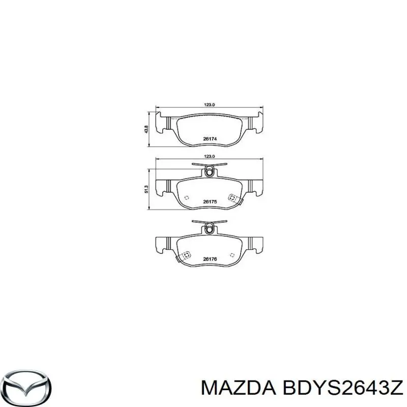 BDYS2643Z Mazda Pastillas freno traseras