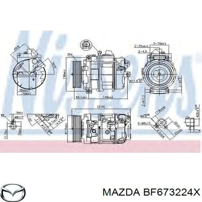 BF673224X Mazda barra de acoplamiento