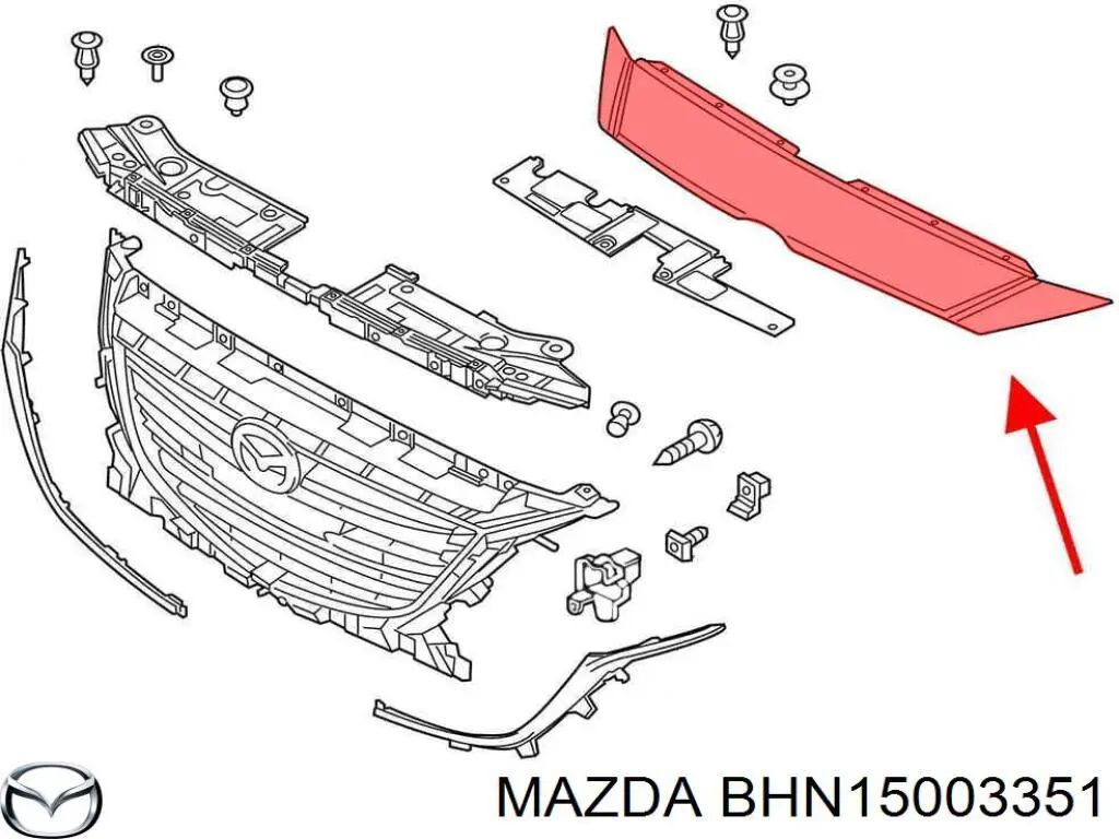 BJS75003351 Mazda moldura de rejilla parachoques superior