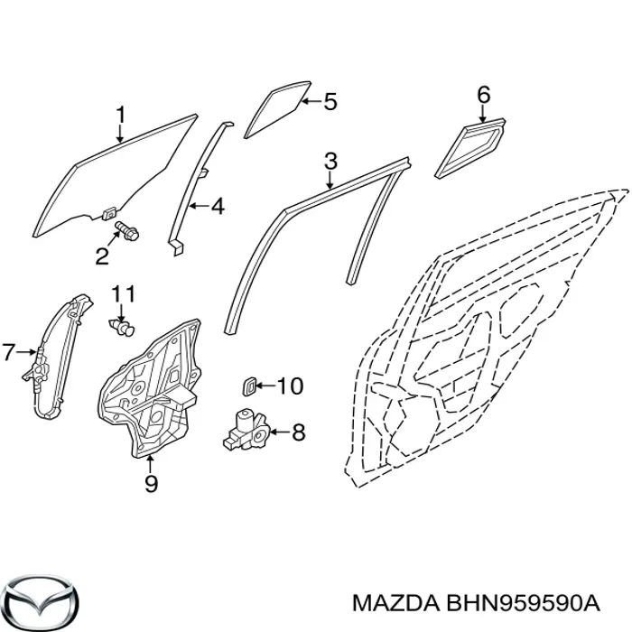 Comprar BHN959590A Mazda Mecanismo de elevalunas delantero izquierdo