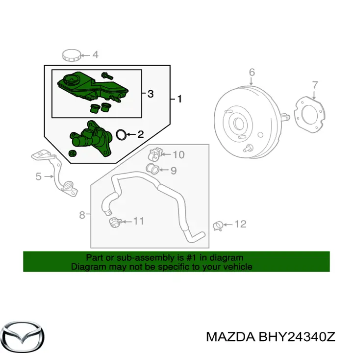 Cilindro principal de freno para Mazda 3 (BM, BN)