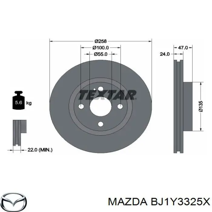 Frenos delanteros Mazda BJ1Y3325X precio, desde 38,11 EUR