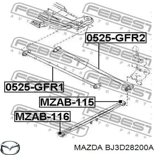 BJ3D28200A Mazda brazo de suspensión, trasera derecha