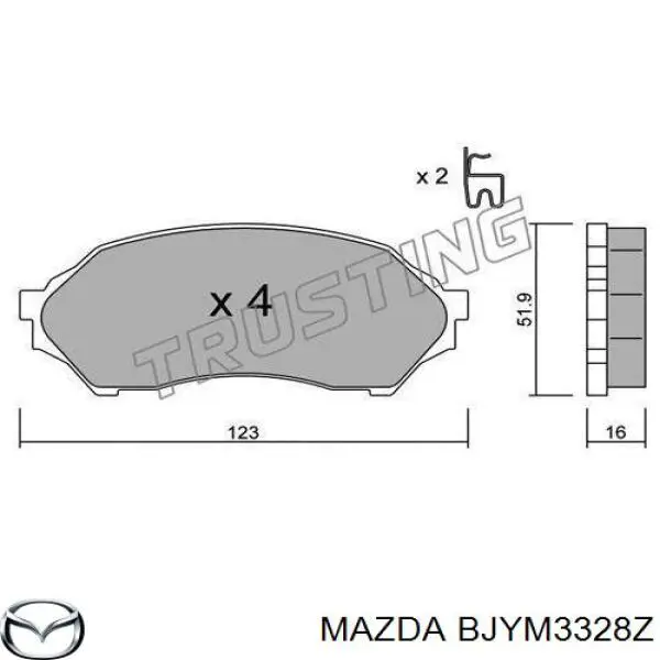 BJYM3328Z Mazda pastillas de freno delanteras