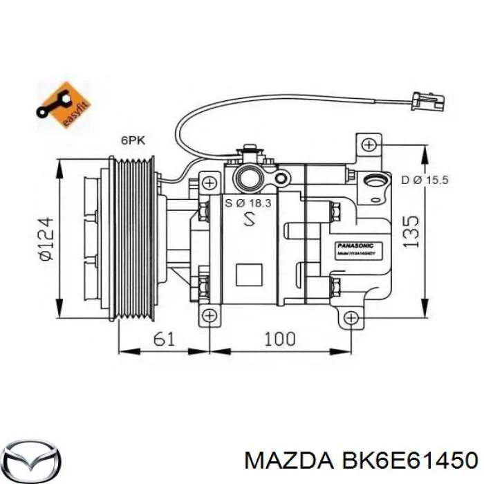 BK6E-61-450 Mazda compresor de aire acondicionado